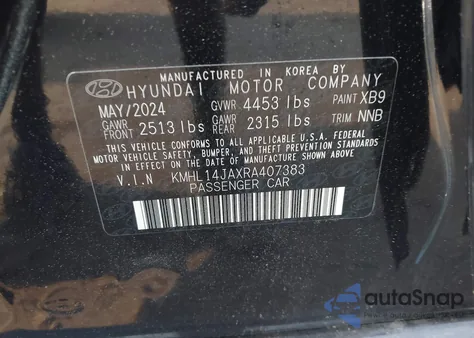 2024 Hyundai Sonata Sel z USA, uszkodzony, nr VIN KMHL14JAXRA407383